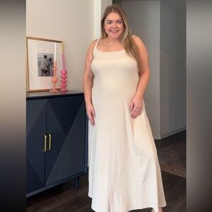 Tan ribbed tank maxi dress